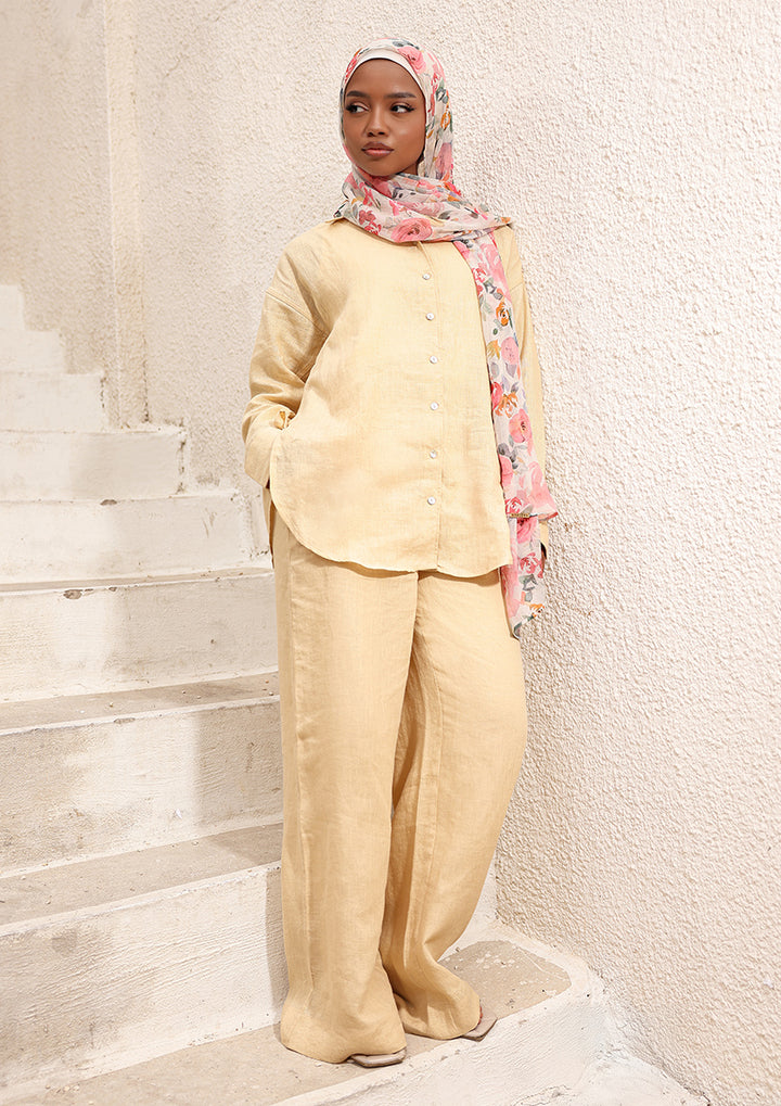 100% Italian Linen Co-ord Set - Butter Yellow