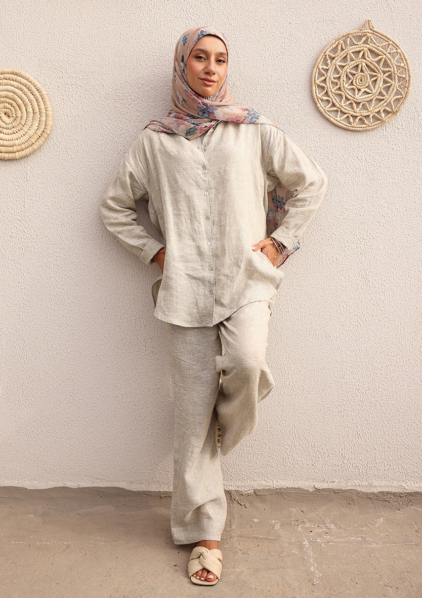 100% Italian Linen Co-ord Set - Natural Beige