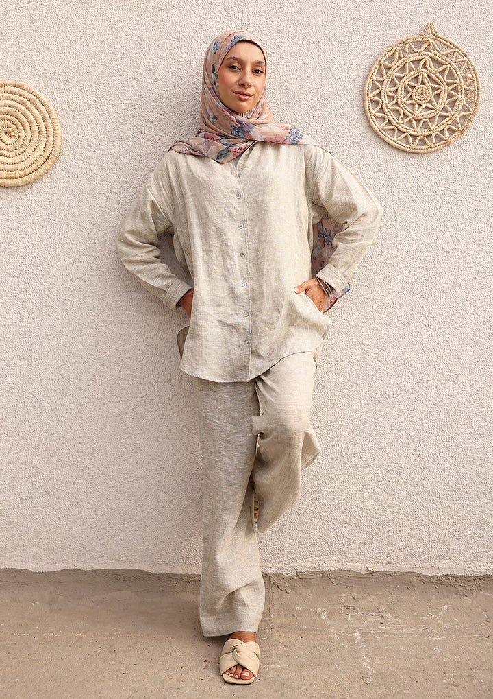 100% Italian Linen Co-ord Set - Natural Beige