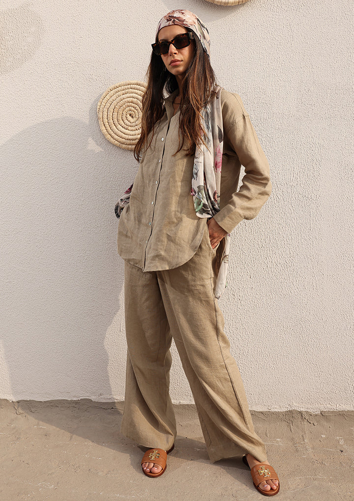 100% Italian Linen Co-ord Set - Olive