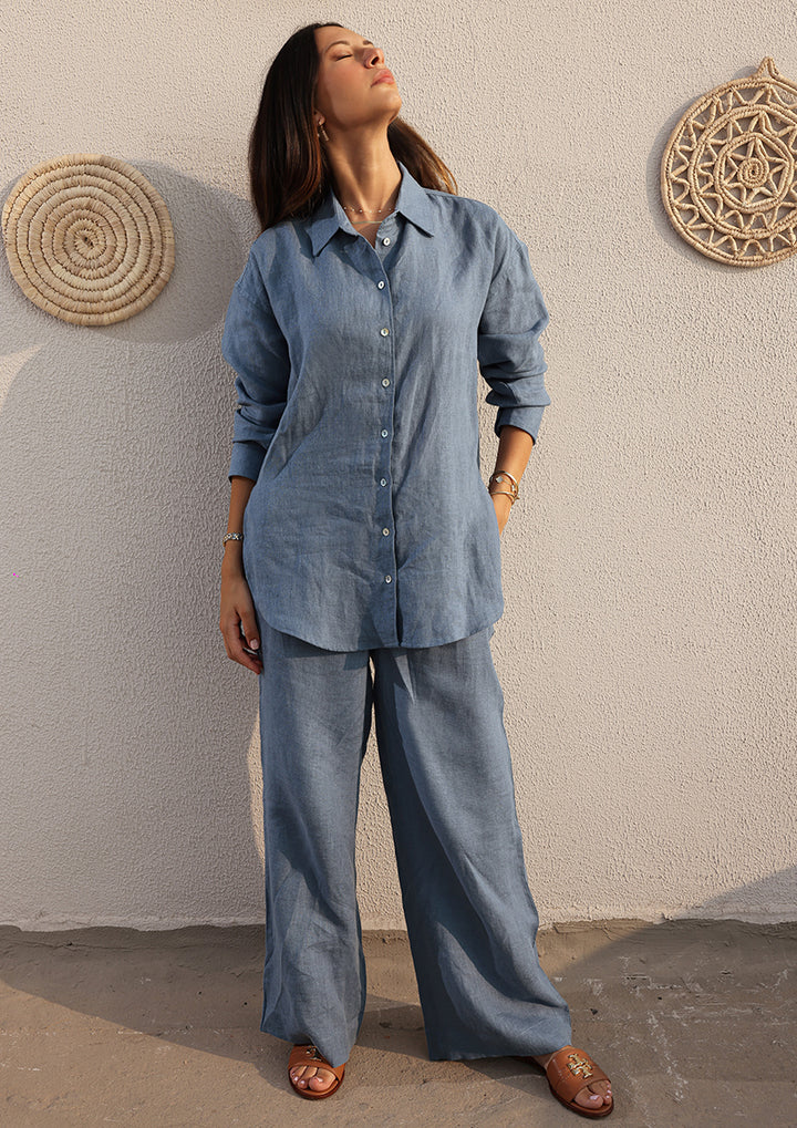 100% Italian Linen Co-ord Set - Blue