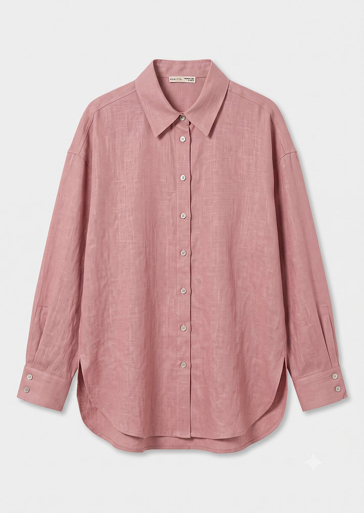 100% Italian Linen Shirt - Pink