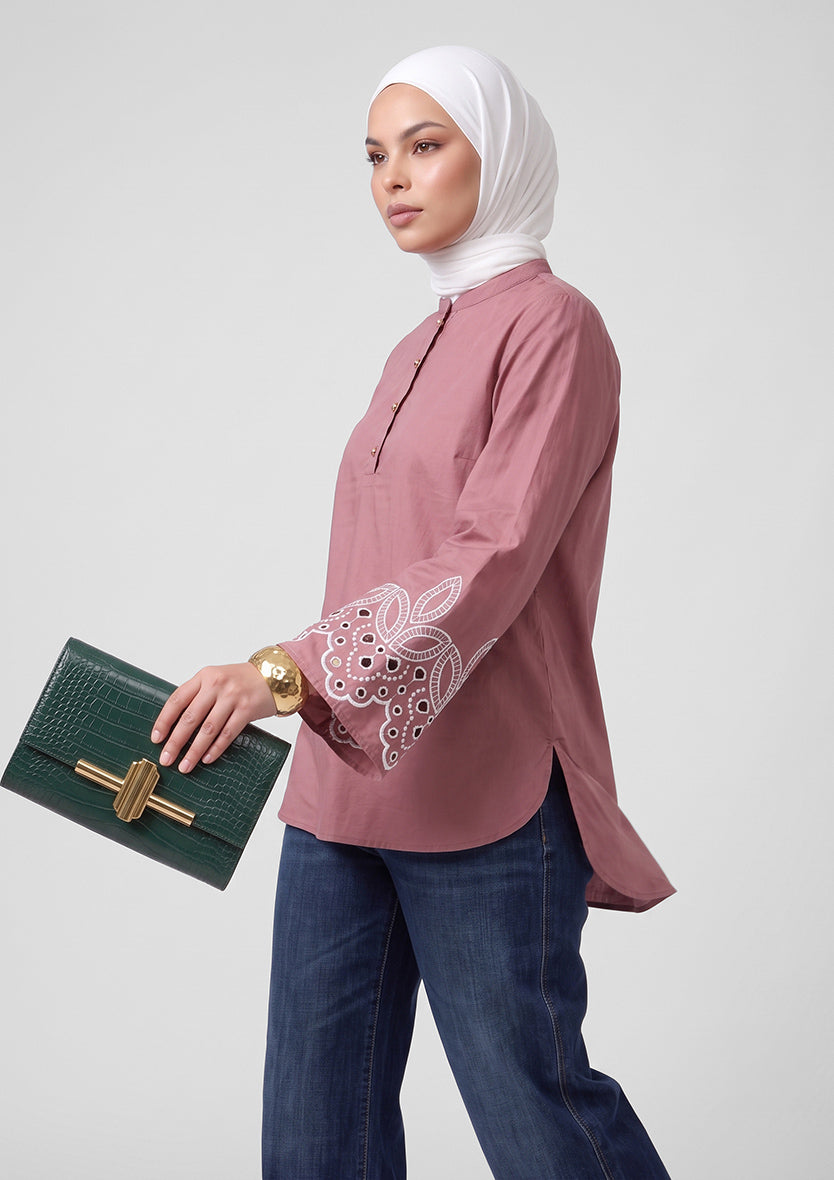 Pink Eyelet Top