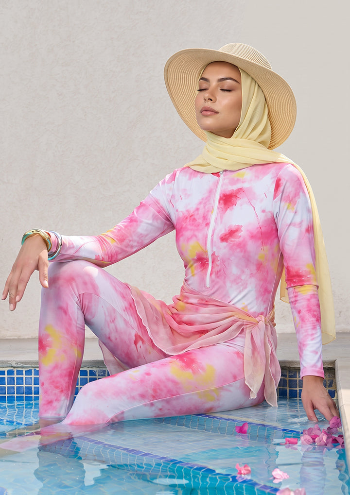 Pink Sky Overall – 3 Piece Modest Swim Set