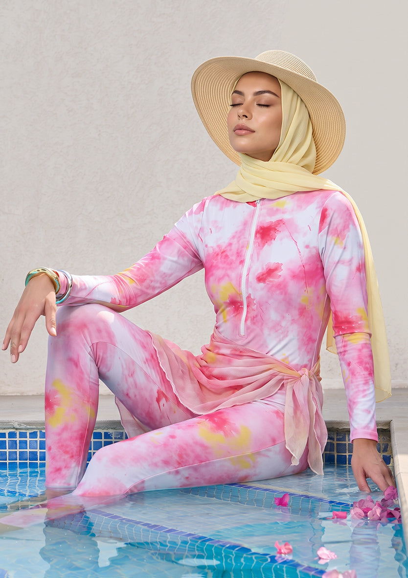Pink Sky Overall – 3 Piece Modest Swim Set
