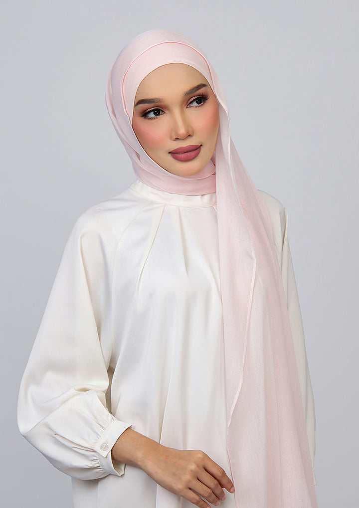 Light Pink - Modal Woven Shawl Set with Inner