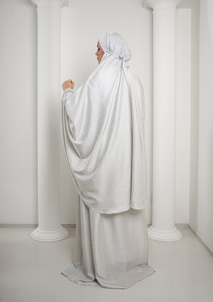 Monogram Gray - Women Prayer Set - Plain Jacquard Satin