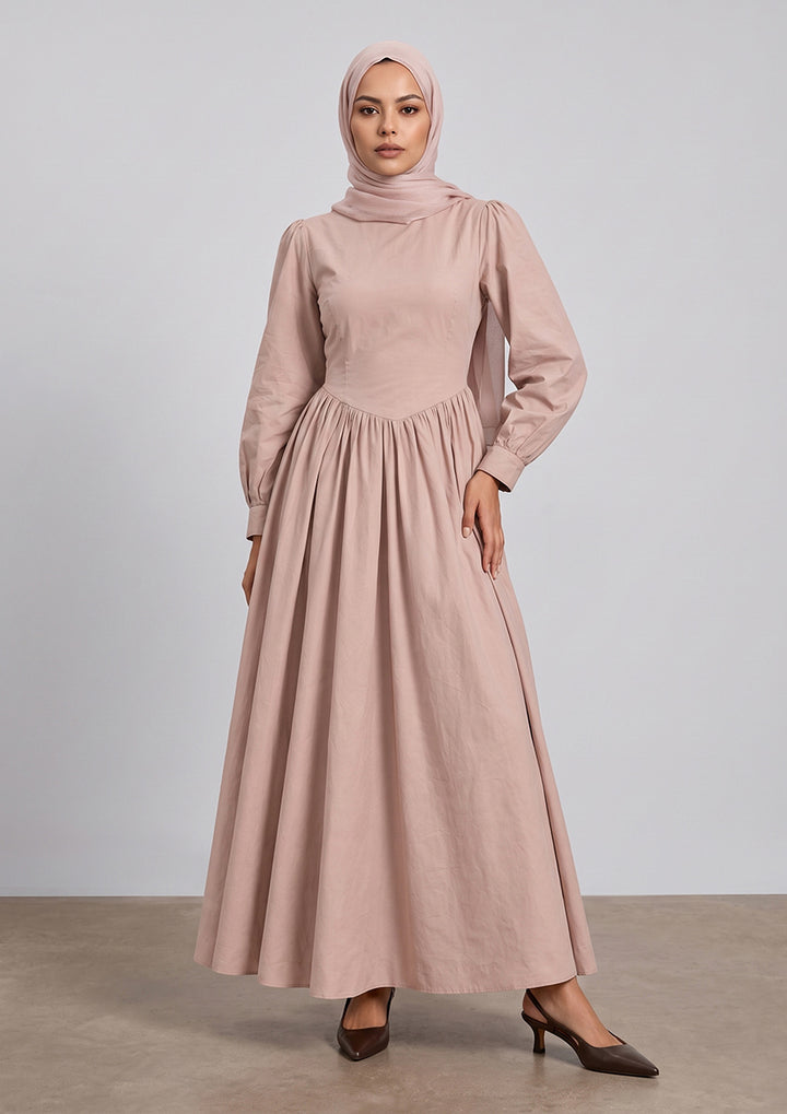 Rose Taupe - Princess Dress - Plain Linen Combo