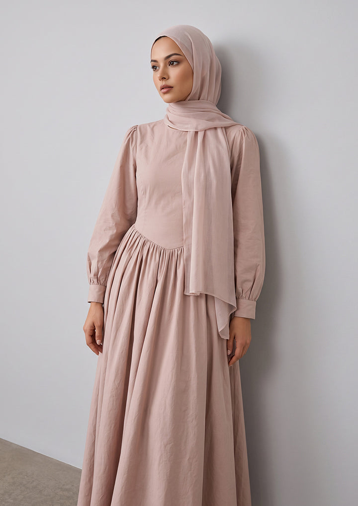 Rose Taupe - Princess Dress - Plain Linen Combo