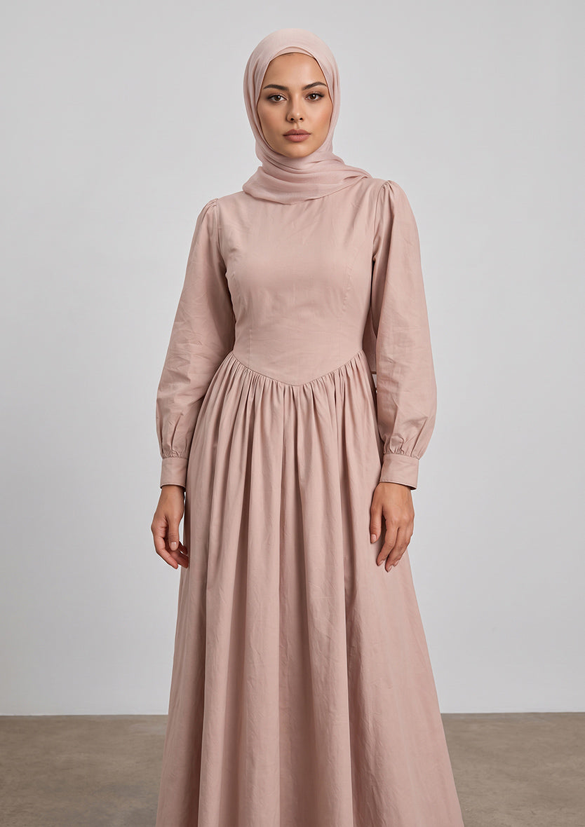 Rose Taupe - Princess Dress - Plain Linen Combo