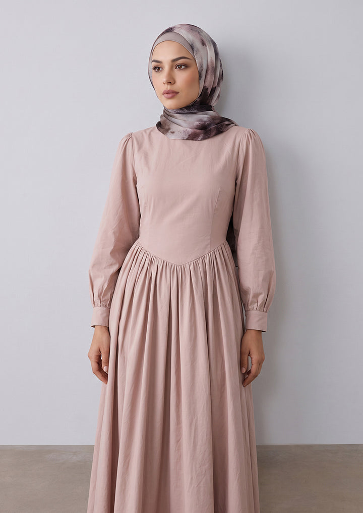 Rose Taupe - Princess Dress - Plain Linen Combo