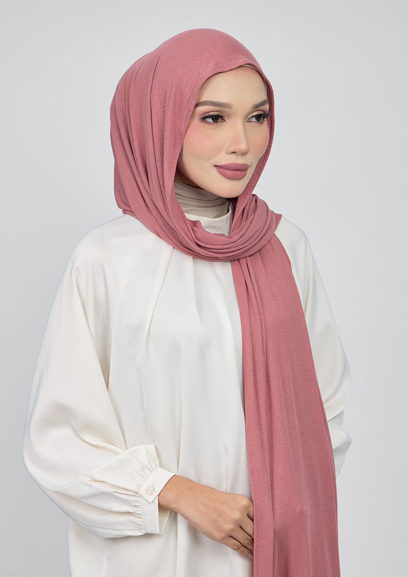 Rose Taupe - Ribbed Lenzing MicroModal Jersey Shawl – Hijab | Bokitta