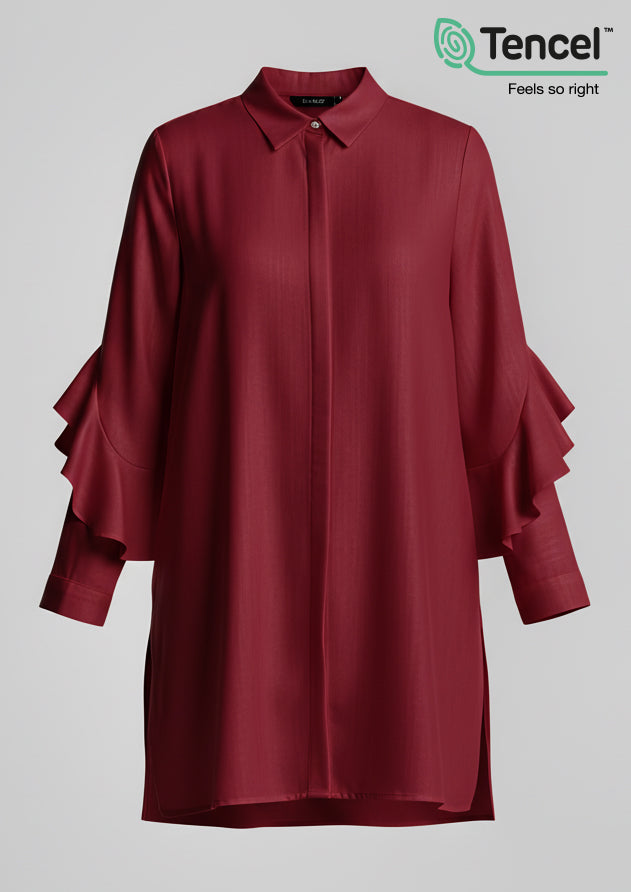 Ruffled Shirt-Tencelâ„¢ - BOKITTA
