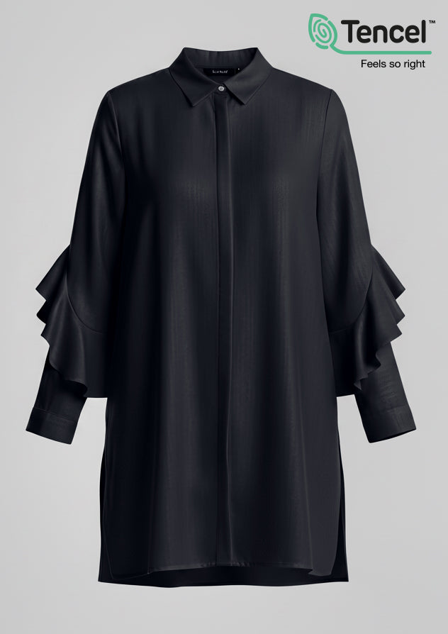 Ruffled Shirt-Tencelâ„¢ - BOKITTA