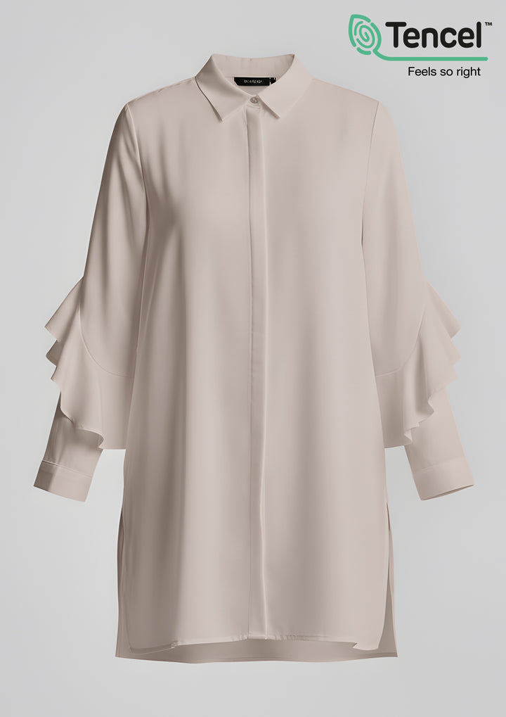 Ruffled Shirt-Tencelâ„¢ - BOKITTA