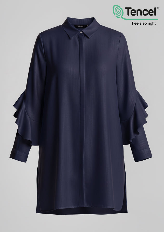 Ruffled Shirt-Tencelâ„¢ - BOKITTA