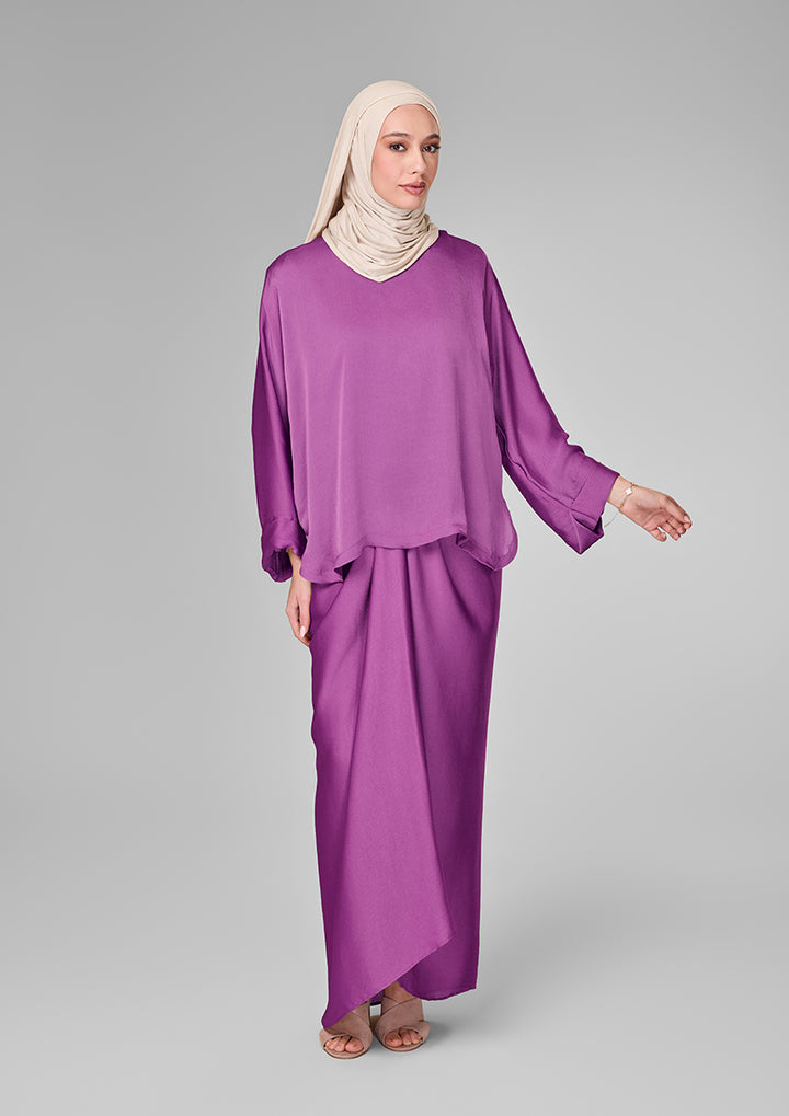 Plum Satin - Sarong &amp; Top Set