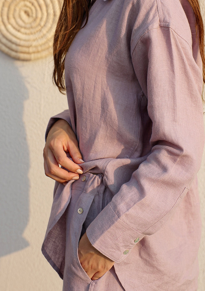 100% Italian Linen Shirt - Lilac