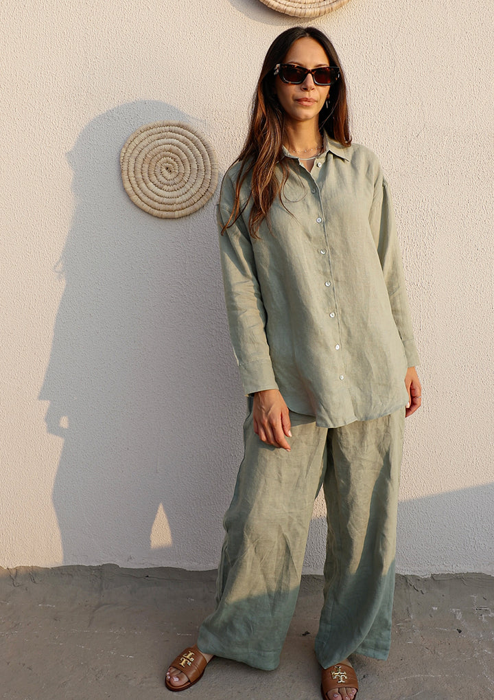 100% Italian Linen Co-ord Set - Sage Green