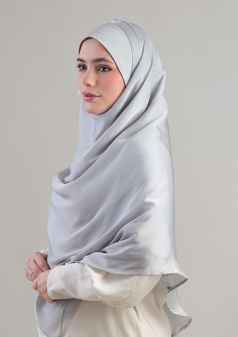 silver satin hijab