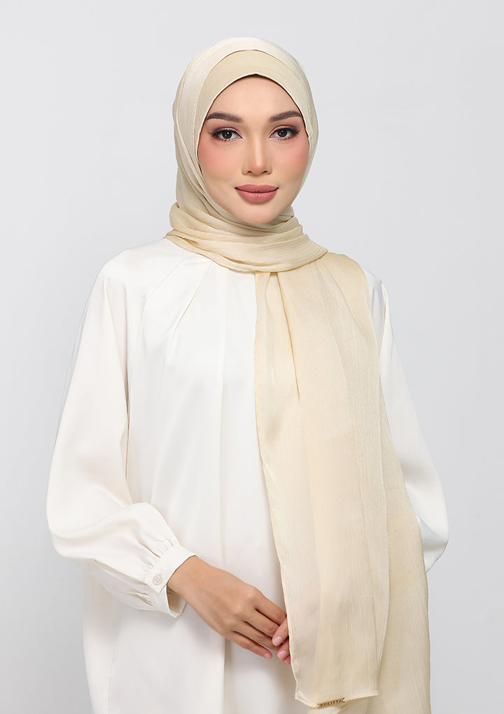 Soft Yellow Satin Crinkled - Instant Hijab Set with Inner