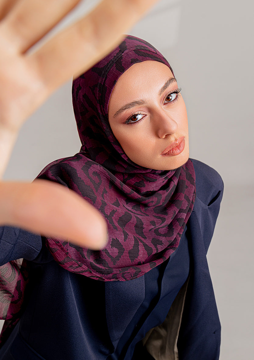 Plum Waves - Instant Hijab With Inner