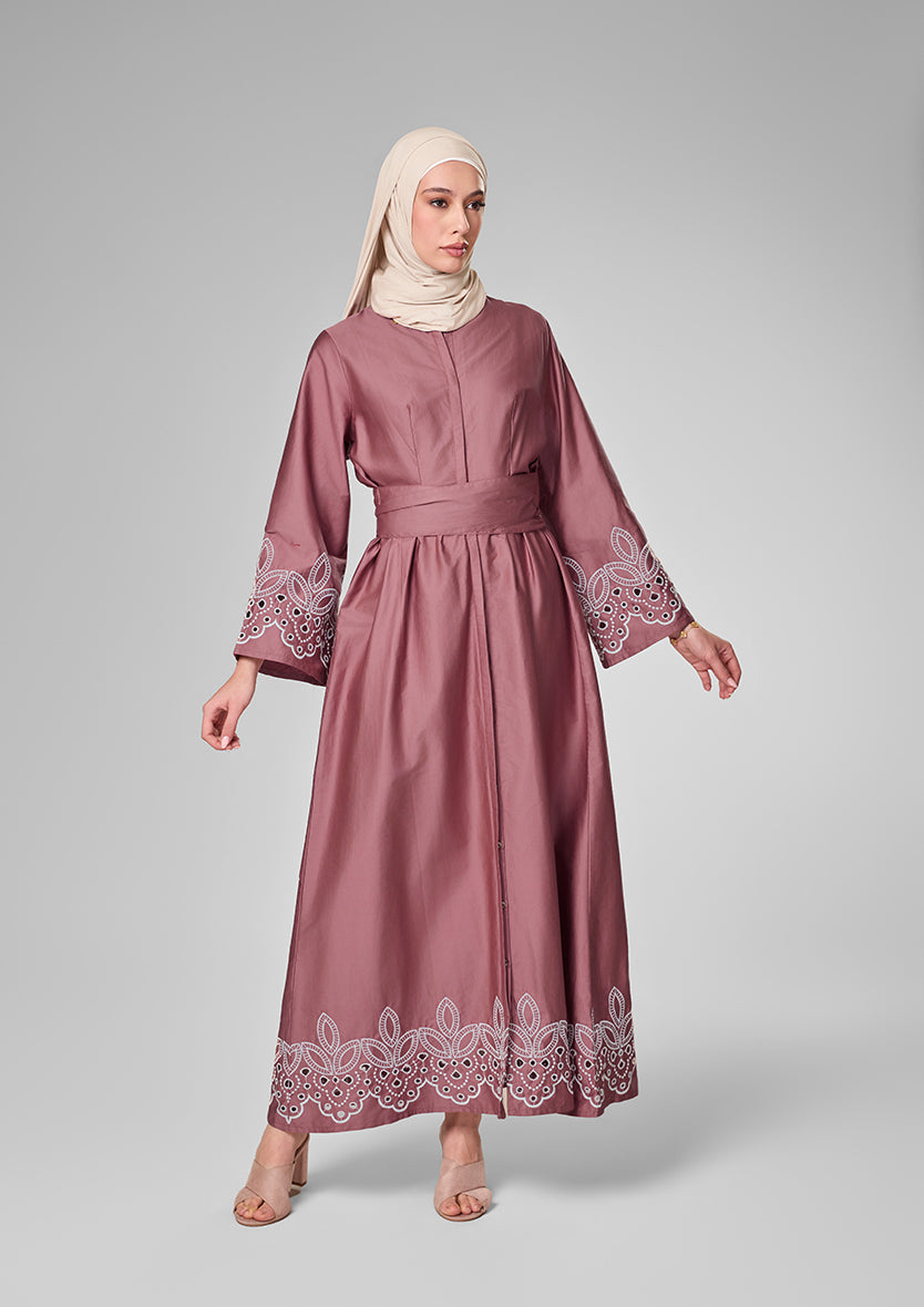 Pink Eyelet Maxi Shirt Dress