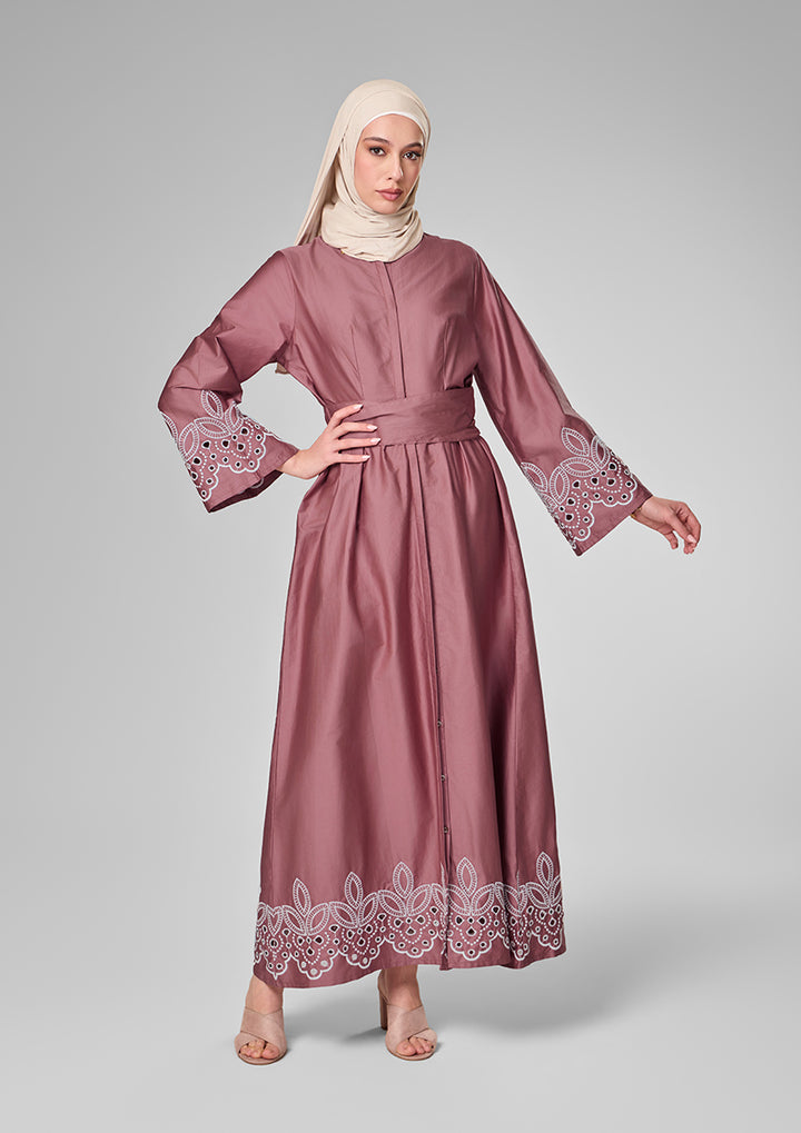 Pink Eyelet Maxi Shirt Dress