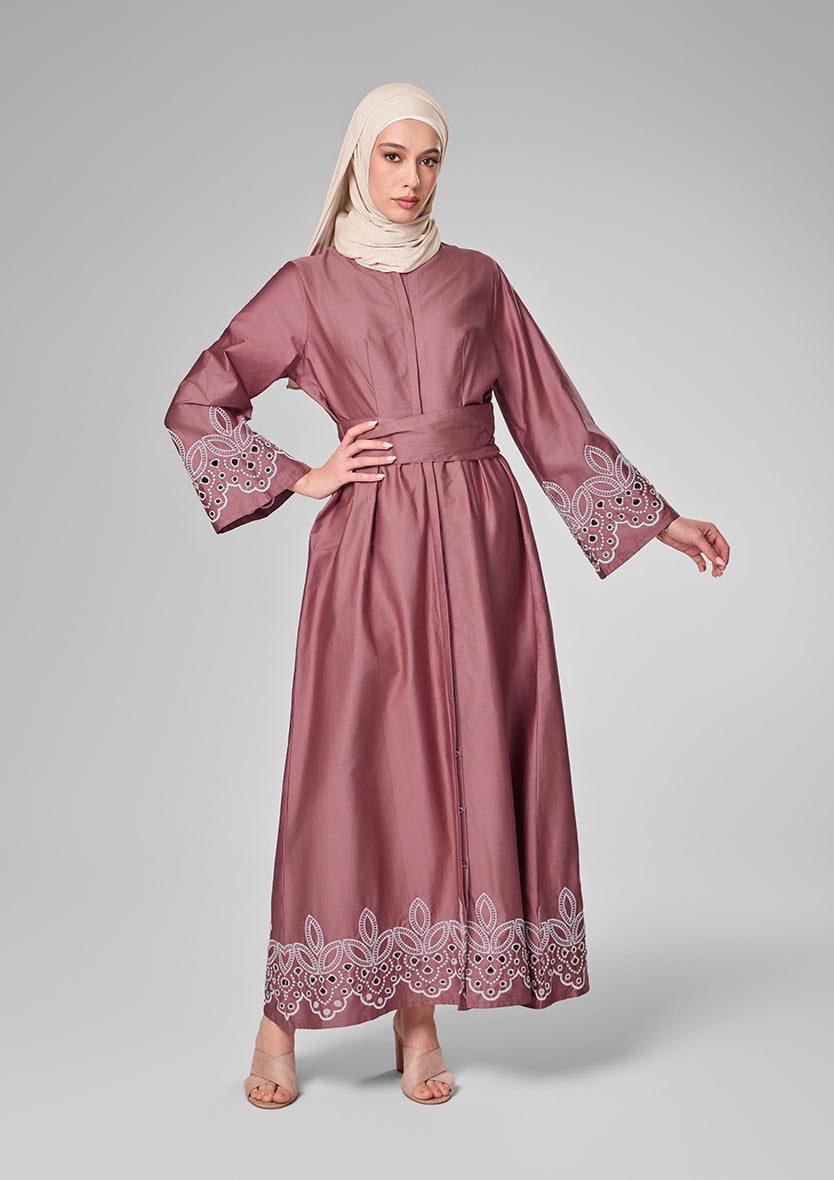 Pink Eyelet Maxi Shirt Dress