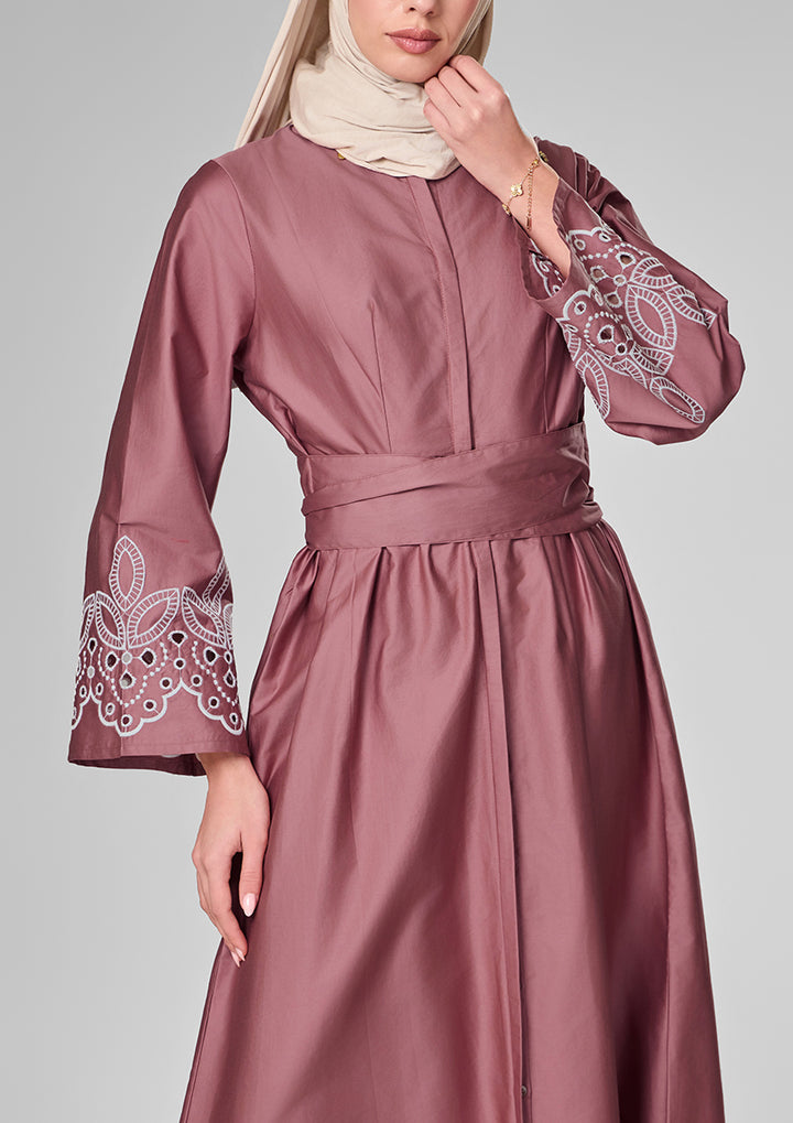 Pink Eyelet Maxi Shirt Dress