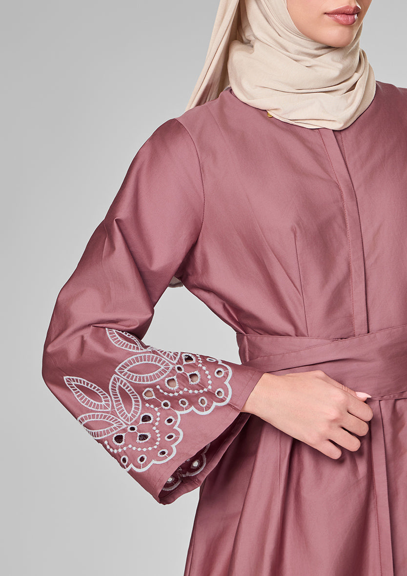 Pink Eyelet Maxi Shirt Dress
