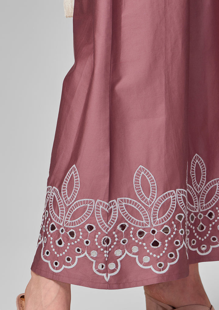 Pink Eyelet Maxi Shirt Dress