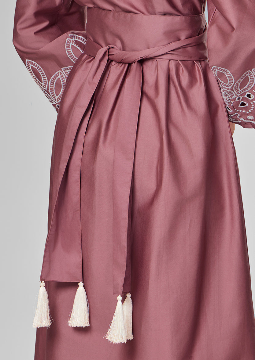 Pink Eyelet Maxi Shirt Dress
