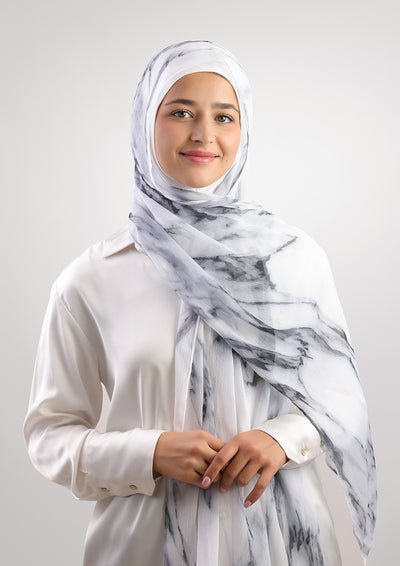 White marble  - Instant Hijab with Inner