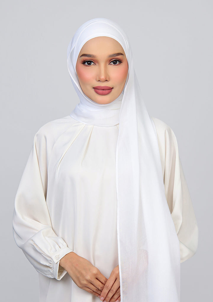 White - Modal Woven Shawl Set with Inner