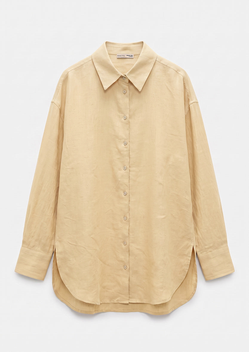100% Italian Linen Shirt - Butter Yellow