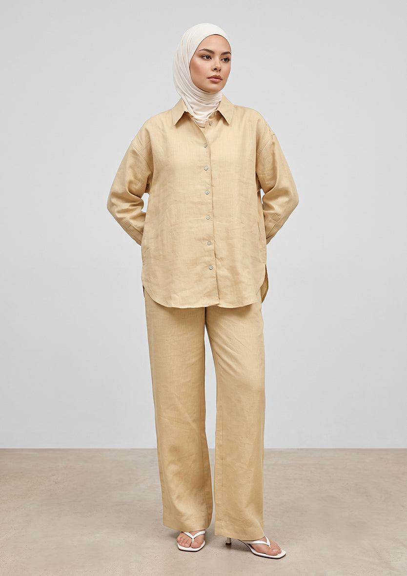 100% Italian Linen Shirt - Butter Yellow