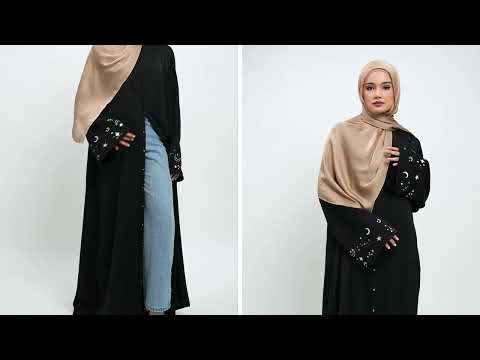 Abaya With Embroidery - Black