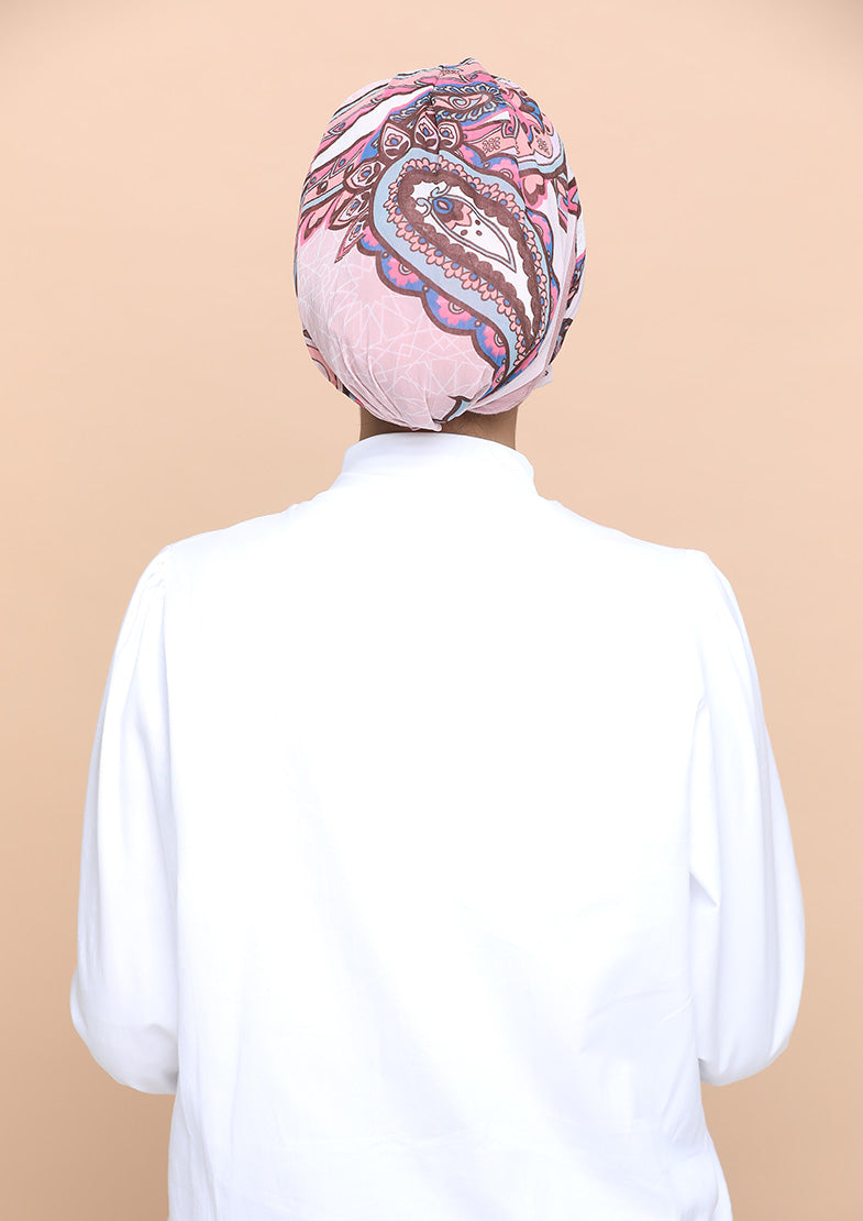 Boteh Pink- Cap Shawl- Mosaic Chiffon