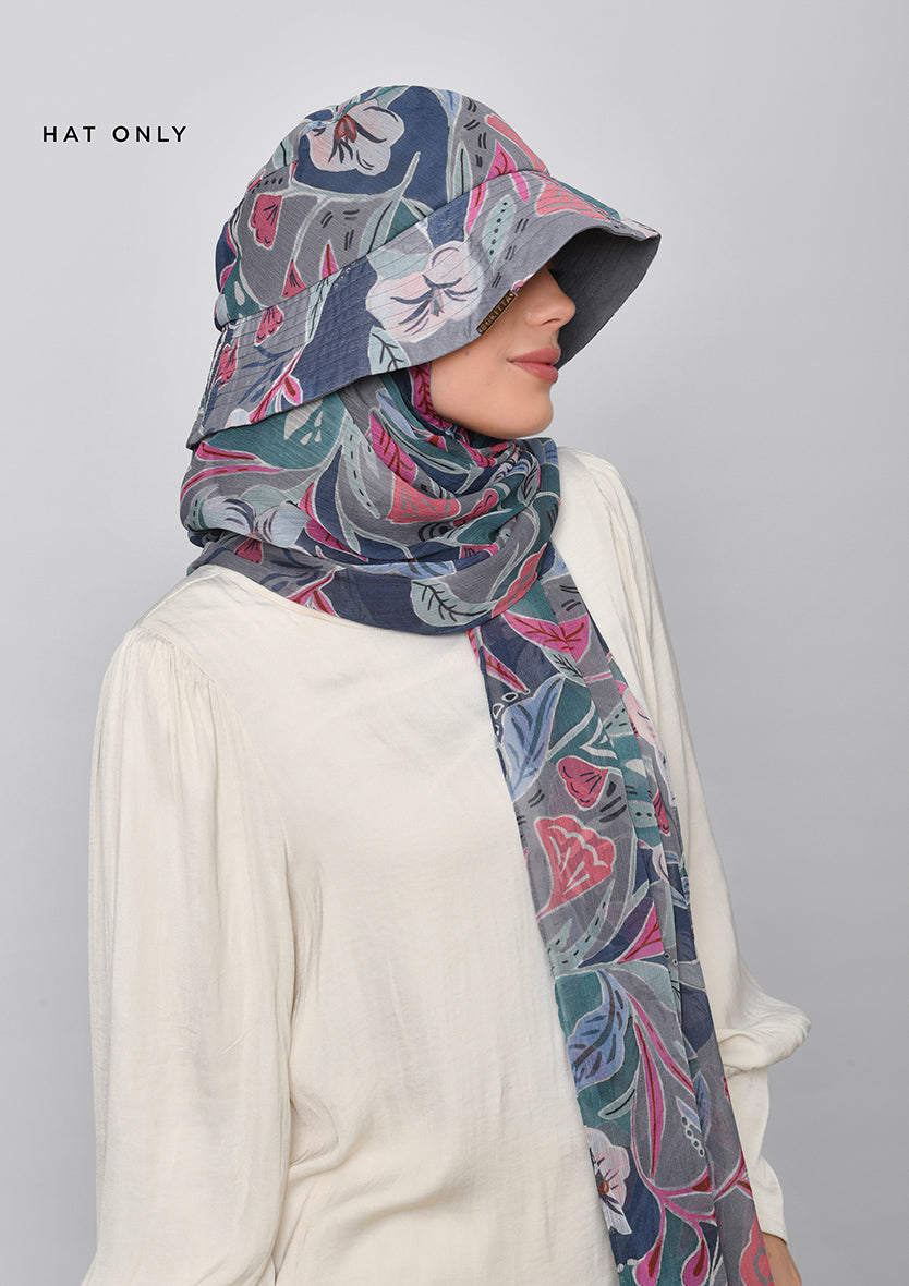Deco Flower- Bucket Hat-Printed Crinkled Chiffon