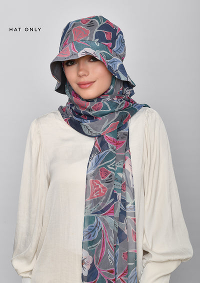 Deco Flower- Bucket Hat-Printed Crinkled Chiffon