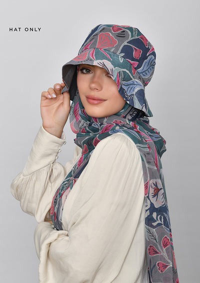 Deco Flower- Bucket Hat-Printed Crinkled Chiffon