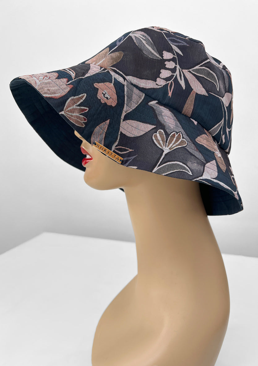 Classic Magnolia- Bucket Hat- Printed Crinkled Chiffon