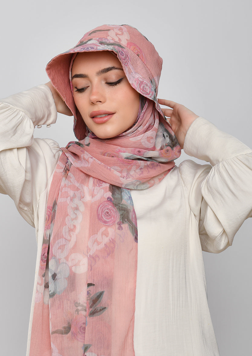 Jiran-Bucket Hat-Printed Crinkled Chiffon
