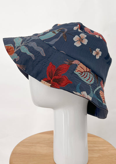 Jungle Blues- Bucket Hat-Printed Crinkled Chiffon