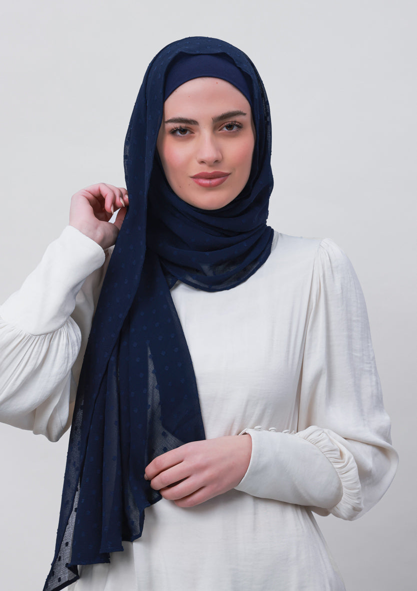 Captain Blue-Plain Mosaic Butti Chiffon