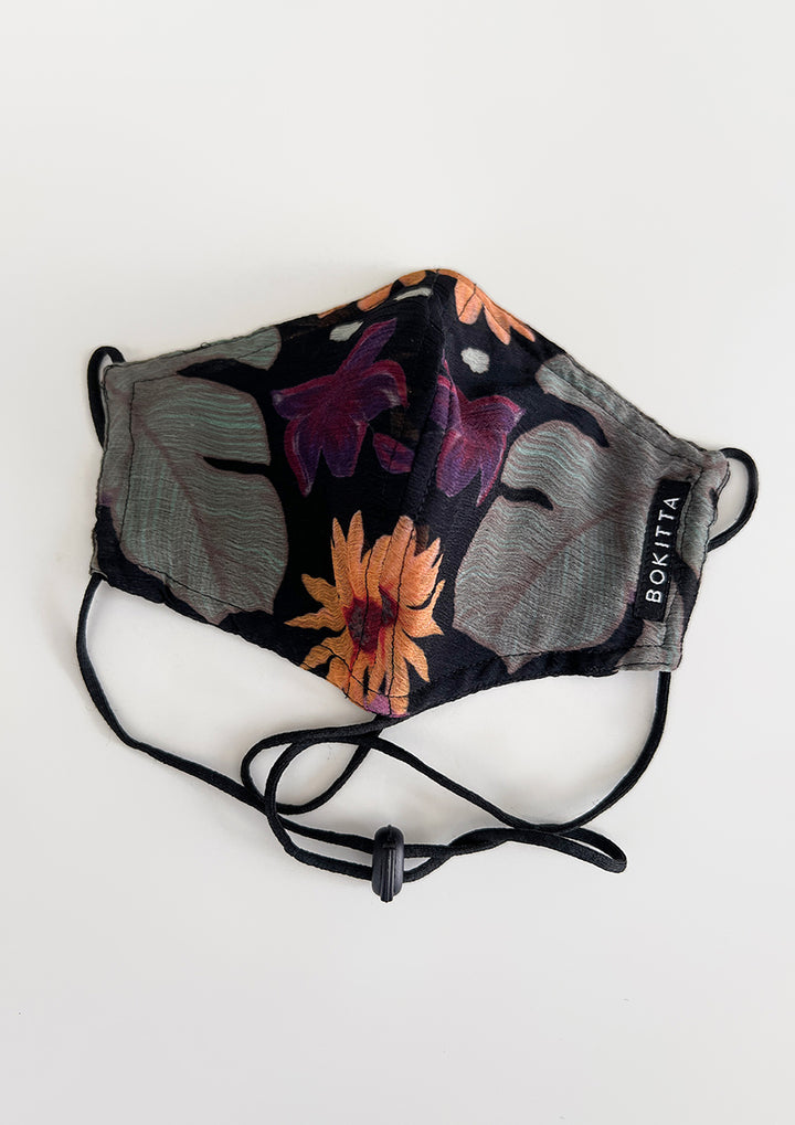 Tropical Twilight-Face Mask-Printed Crinkled Chiffon