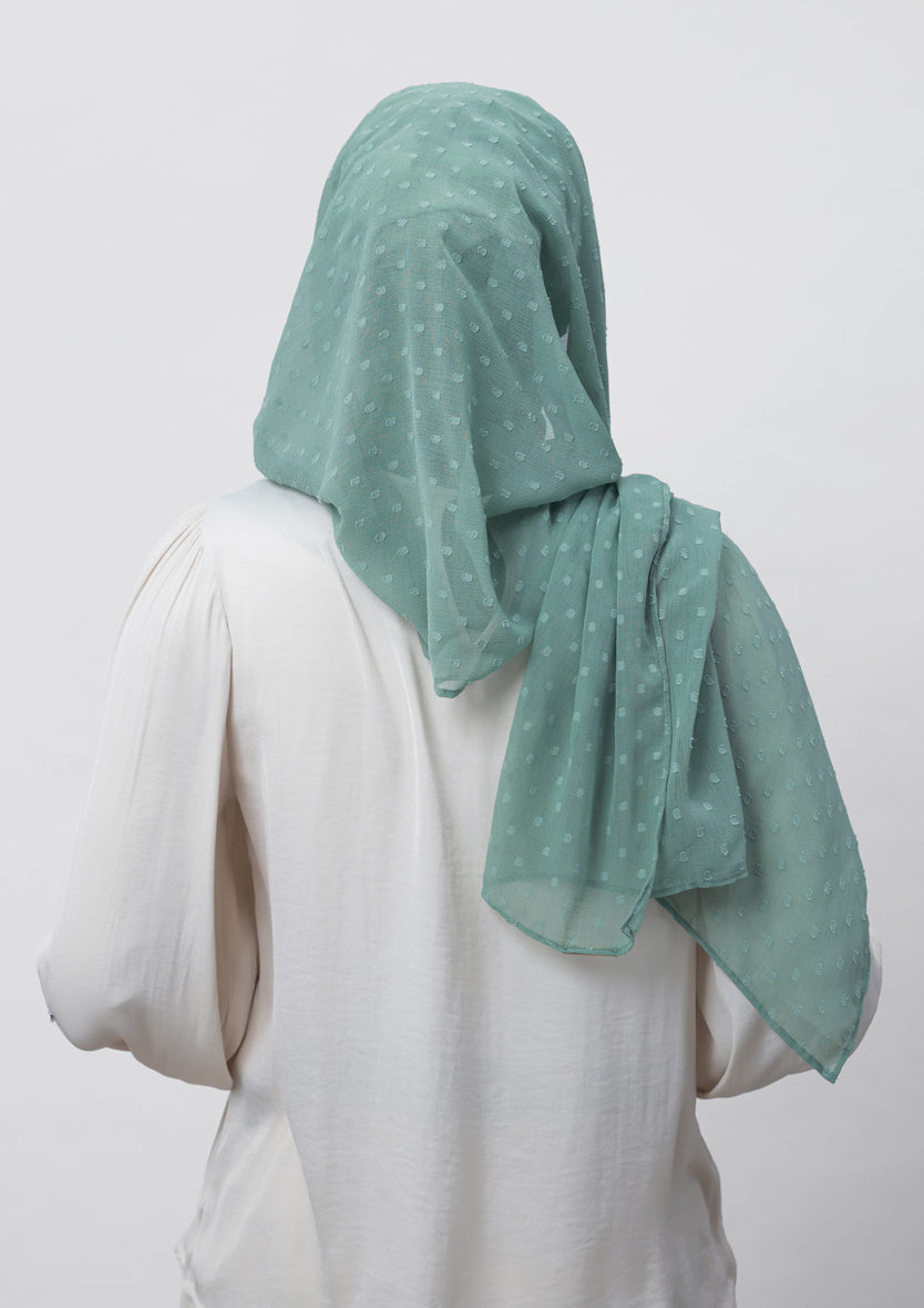 Sage Green-Plain Mosaic Butti Chiffon