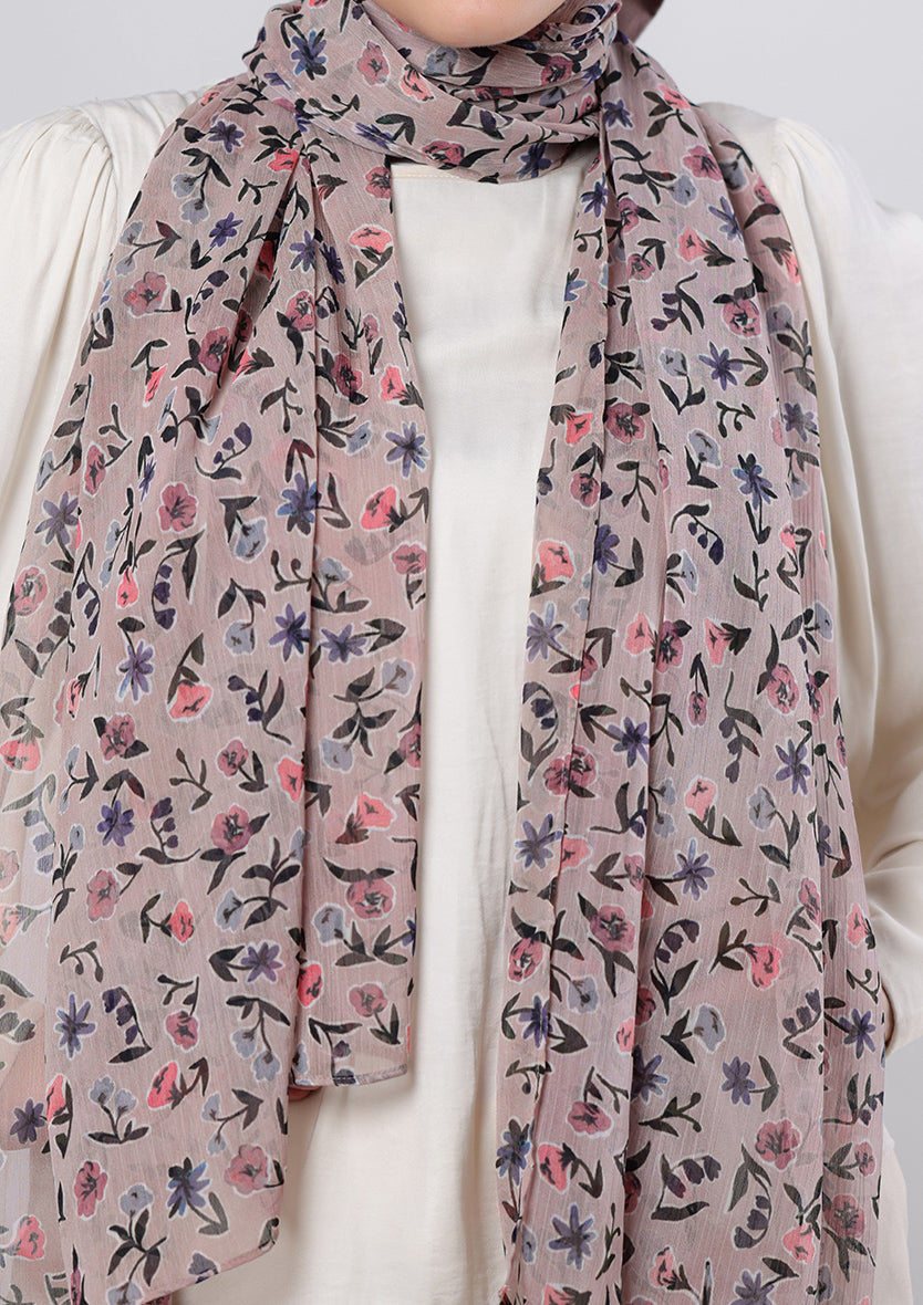 Petite Fleur- Classic Shawl- Printed Crinkled Chiffon