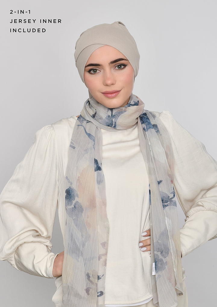Salma-Classic Shawl-Printed Crinkled Chiffon